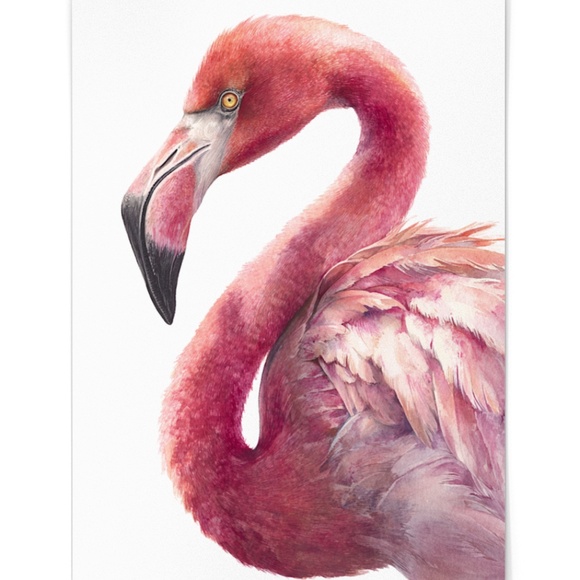 Watercolor Flamingo Wall Art Print, Unframed - Vibrant Tropical Elegance - Picture 2 of 7
